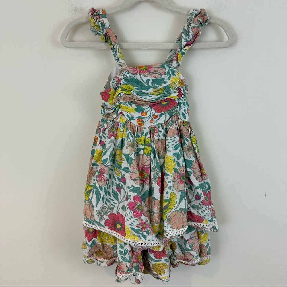 Cupcakes & Cashmere Floral Ruffle Sundress Pink & Green Size 3T
